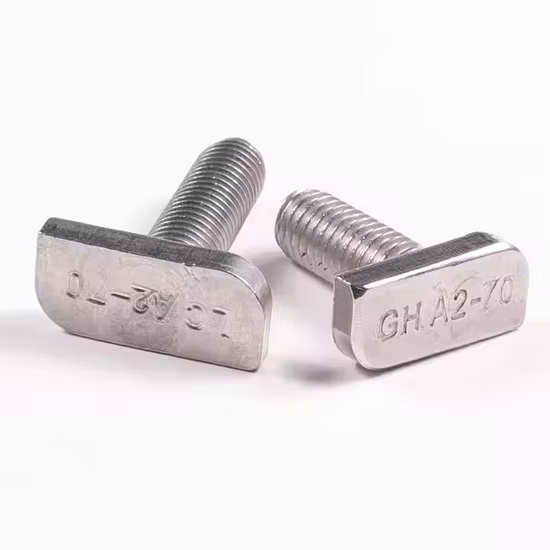 Custom T-Bolt Supplier M3 M4 M8 Stainless Steel Rhombus Rectangular Square Head T Shape T Bolt Screw M6